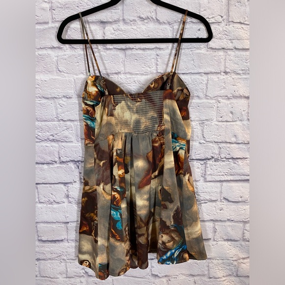 Urban Outfitters Orion Bustier Renaissance Printed Mini Slip Dress Size Large - Picture 9 of 10